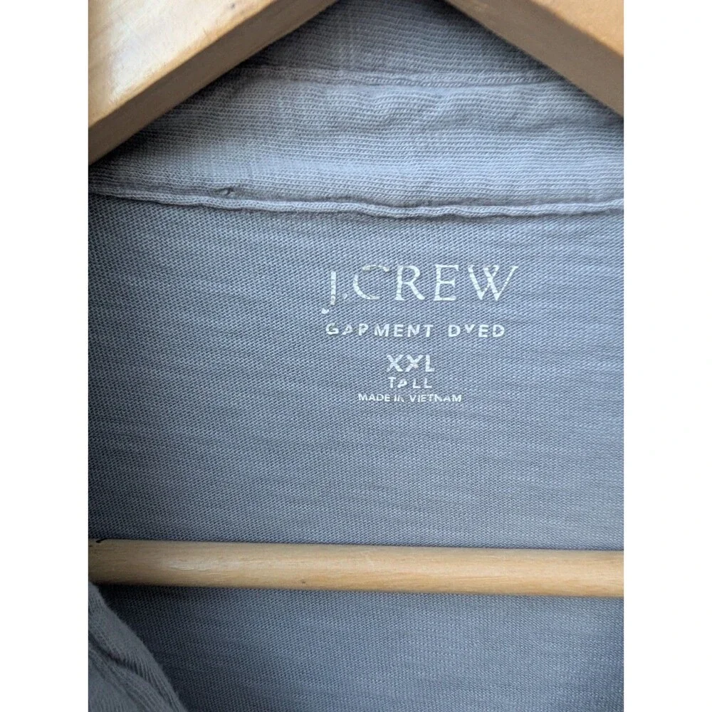 J Crew Polo Garment Dyed Gray Short Sleeve XXL 2XL Tall 100% Cotton